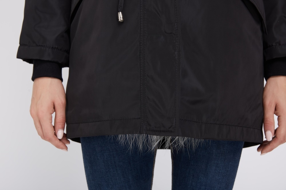 Raccoon Fur Trimmed Hood Down-filled Parka with Detachable Rex Rabbit Fur Liner 253 Details 4