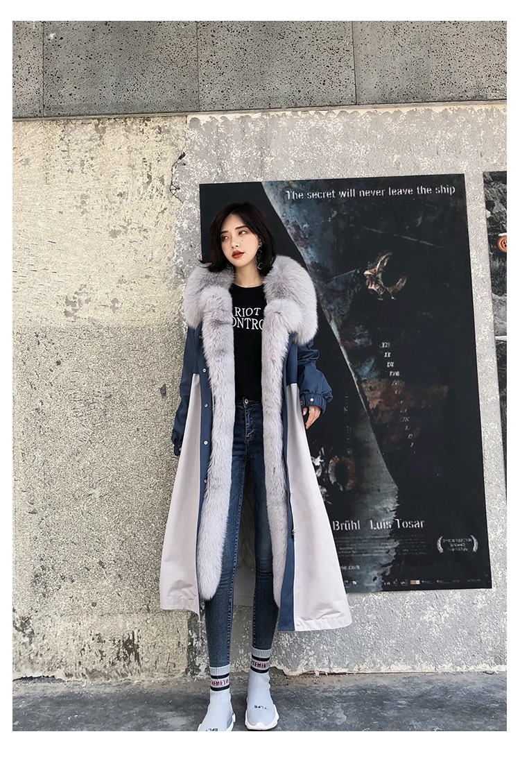 Fox Fur Trim Long Parka Trench Coat with Down-Filled Liner 280-8
