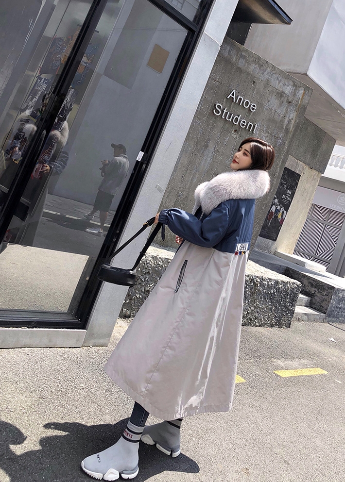 Fox Fur Trim Long Parka Trench Coat with Down-Filled Liner 280-2
