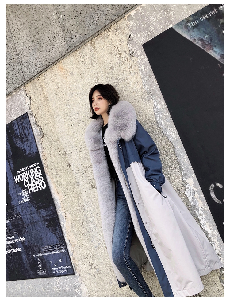 Fox Fur Trim Long Parka Trench Coat with Down-Filled Liner 280-5