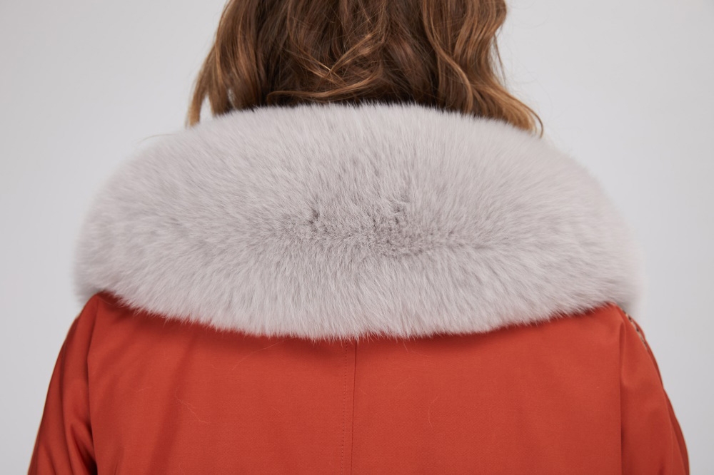 Fox Fur Trim Long Parka with Down-Filled Liner 282-2