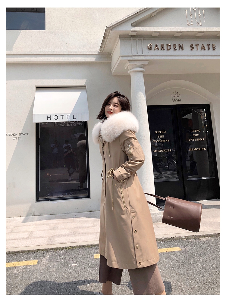 Hooded Fox Fur Trimmed Long Parka with Rex Rabbit Liner 283-3
