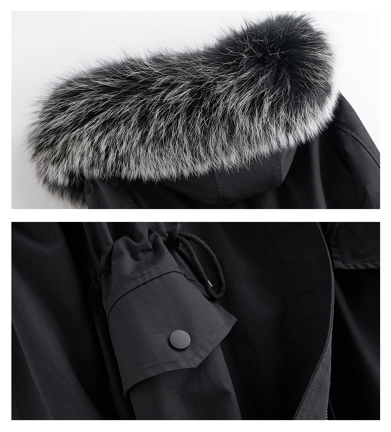 Hooded Fox Fur Trimmed Long Parka with Rex Rabbit Liner 283-11