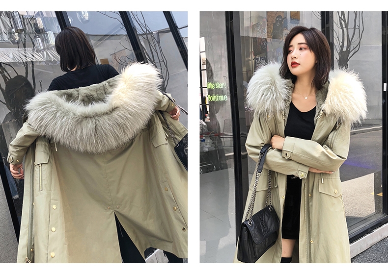Hooded Fox Fur Trimmed Long Parka with Rex Rabbit Liner 283-16