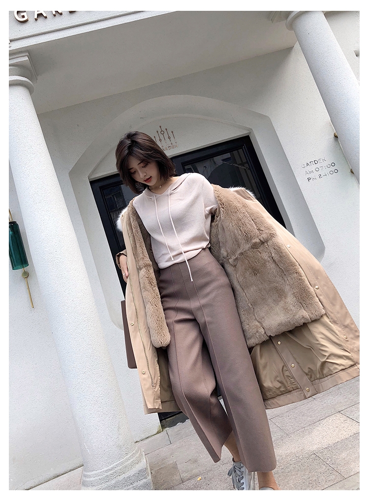 Hooded Fox Fur Trimmed Long Parka with Rex Rabbit Liner 283-4