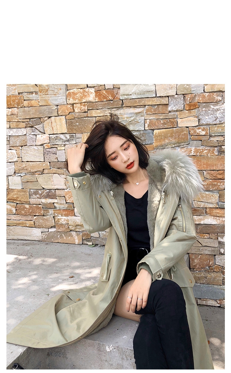 Hooded Fox Fur Trimmed Long Parka with Rex Rabbit Liner 283-13