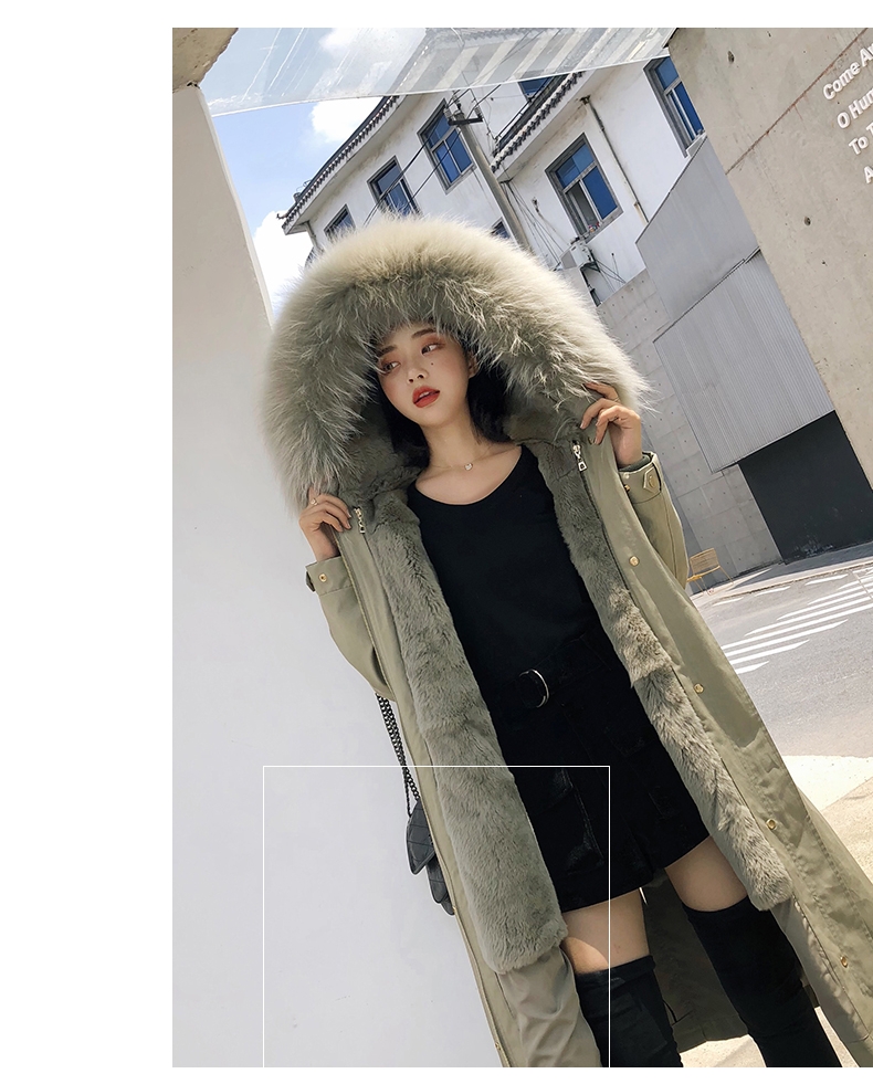 Hooded Fox Fur Trimmed Long Parka with Rex Rabbit Liner 283-14