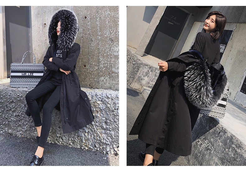 Hooded Fox Fur Trimmed Long Parka with Rex Rabbit Liner 283-6