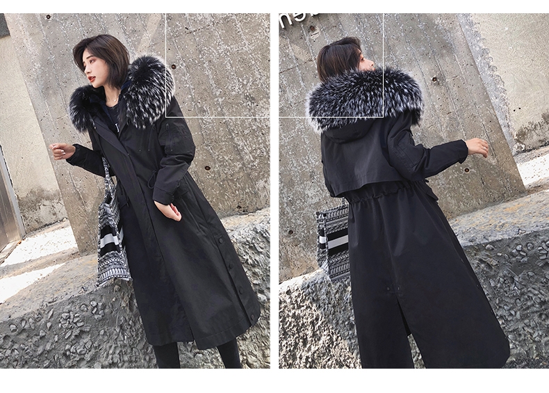 Hooded Fox Fur Trimmed Long Parka with Rex Rabbit Liner 283-8