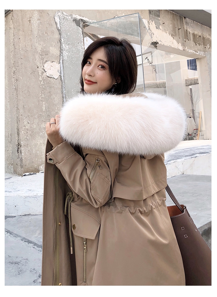 Hooded Fox Fur Trimmed Long Parka with Rex Rabbit Liner 283-1