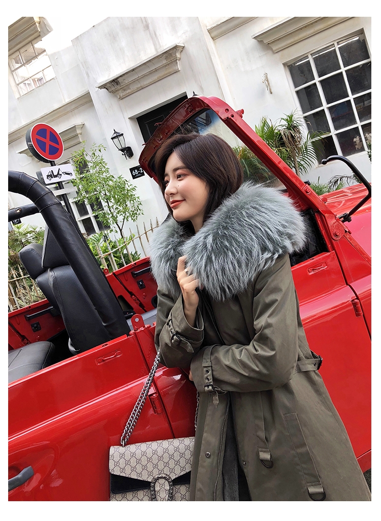 Rex Rabbit Fur Lined Long Parka with Raccoon Fur Trimmed Hood 284-16