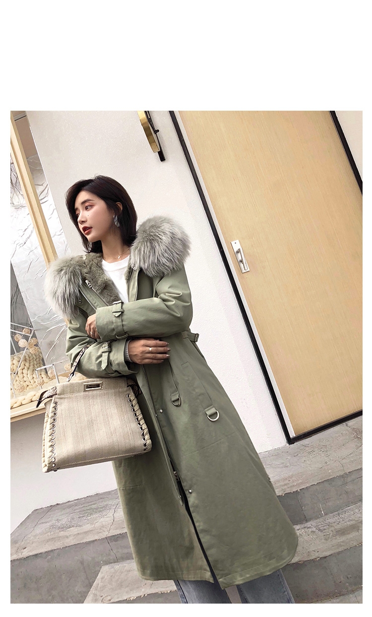 Rex Rabbit Fur Lined Long Parka with Raccoon Fur Trimmed Hood 284-7