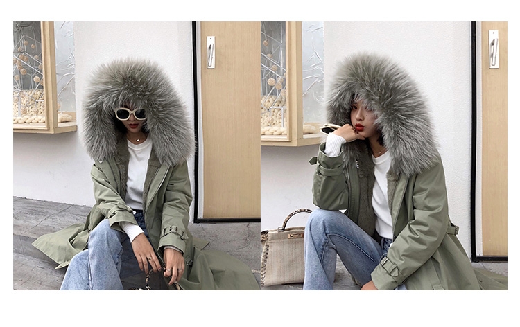 Rex Rabbit Fur Lined Long Parka with Raccoon Fur Trimmed Hood 284-11