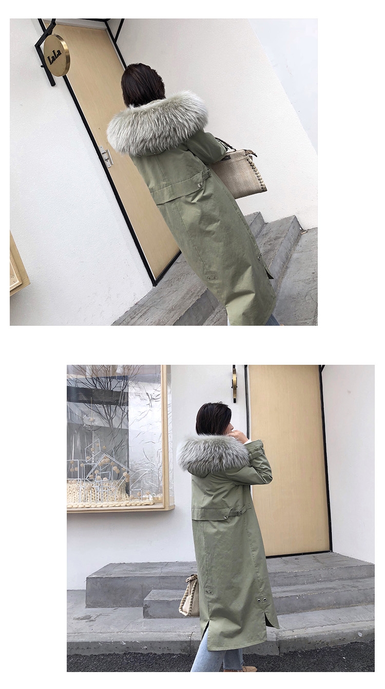 Rex Rabbit Fur Lined Long Parka with Raccoon Fur Trimmed Hood 284-15