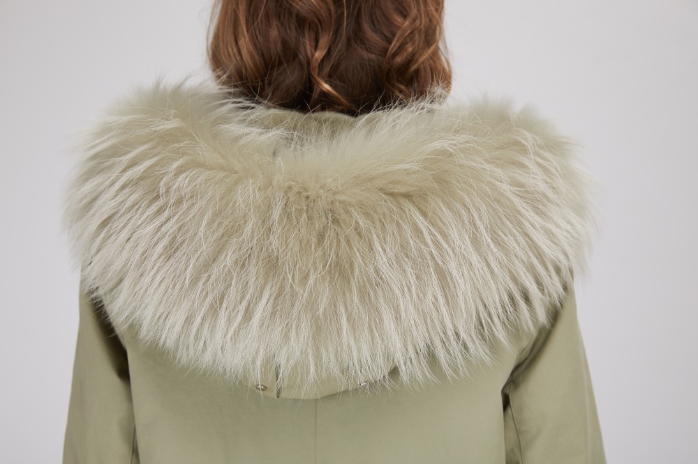 Rex Rabbit Fur Lined Long Parka with Raccoon Fur Trimmed Hood 284-2