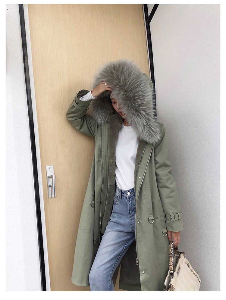 Rex Rabbit Fur Lined Long Parka with Raccoon Fur Trimmed Hood 284-12