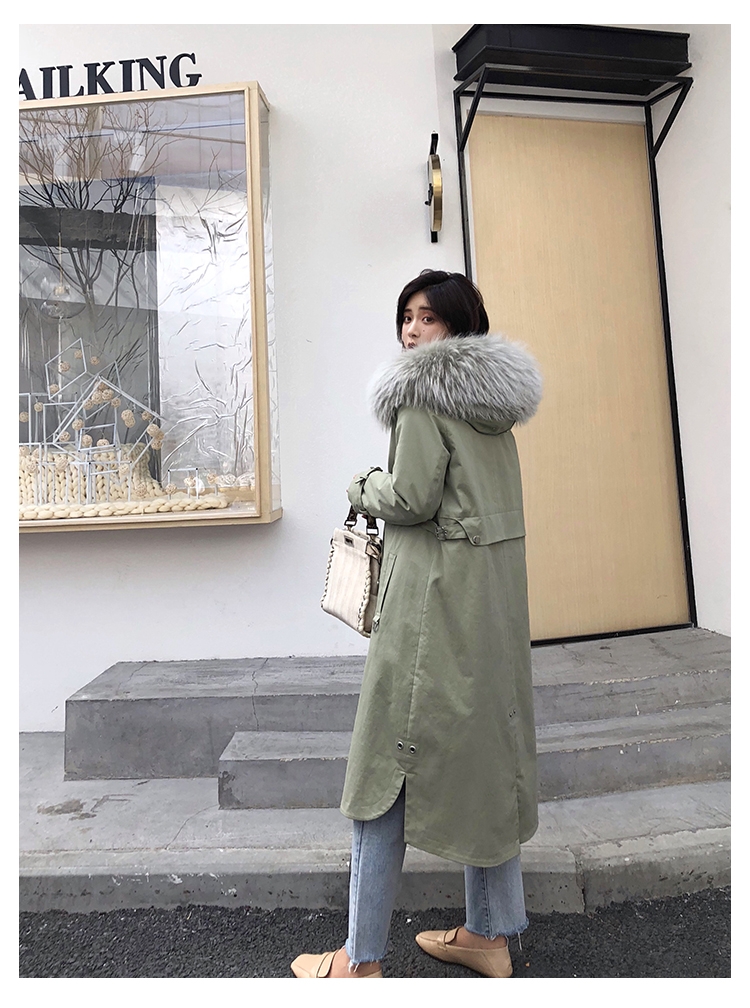 Rex Rabbit Fur Lined Long Parka with Raccoon Fur Trimmed Hood 284-14