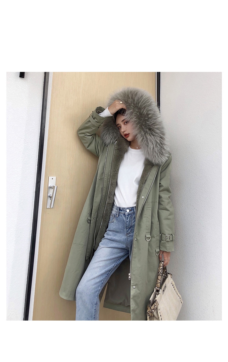 Rex Rabbit Fur Lined Long Parka with Raccoon Fur Trimmed Hood 284-5