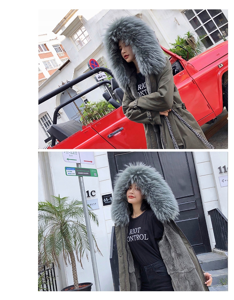 Rex Rabbit Fur Lined Long Parka with Raccoon Fur Trimmed Hood 284-23