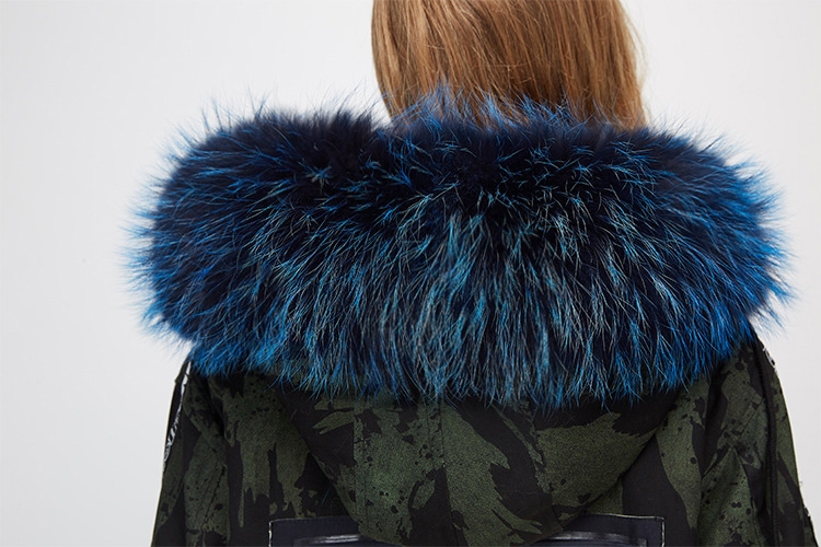 Raccoon Fur Trimmed Hooded Parka with Detachable Rex Rabbit Fur Liner 286-2