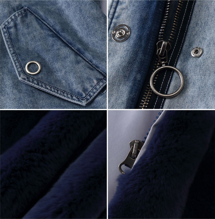 Fox Fur Trimming Hooded Parka with Detachable Rex Rabbit Fur Liner 937 Details 5