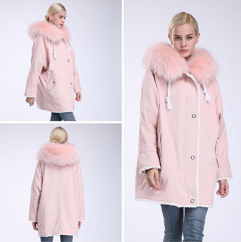 Fox Fur Trimming Hooded Parka with Detachable Rex Rabbit Fur Liner 937 Details 17