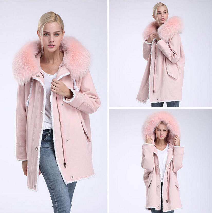 Fox Fur Trimming Hooded Parka with Detachable Rex Rabbit Fur Liner 937 Details 16