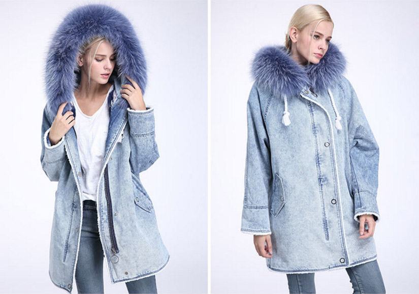 Fox Fur Trimming Hooded Parka with Detachable Rex Rabbit Fur Liner 937 Details 7