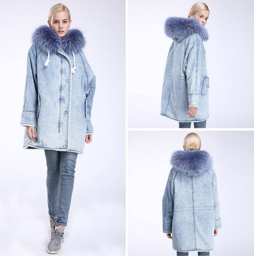Fox Fur Trimming Hooded Parka with Detachable Rex Rabbit Fur Liner 937 Details 8