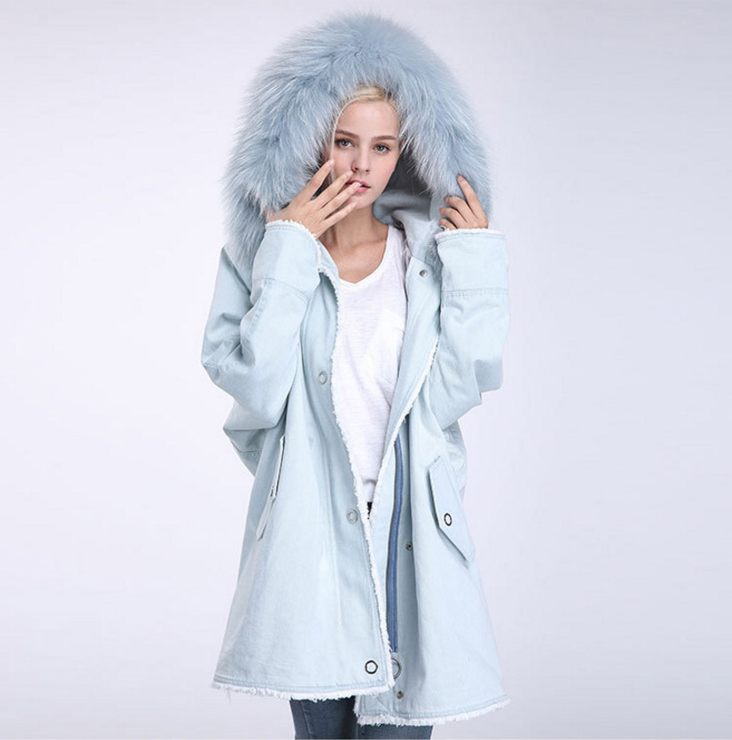 Fox Fur Trimming Hooded Parka with Detachable Rex Rabbit Fur Liner 937 Details 10
