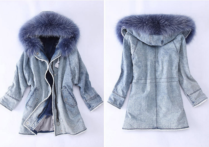 Fox Fur Trimming Hooded Parka with Detachable Rex Rabbit Fur Liner 937 Details 3