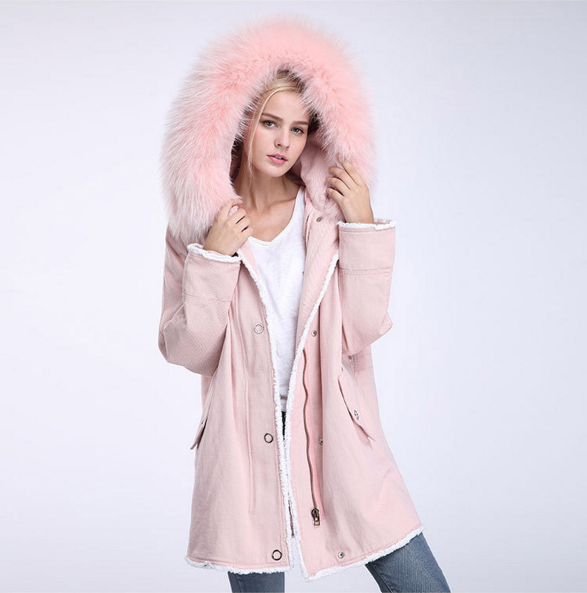 Fox Fur Trimming Hooded Parka with Detachable Rex Rabbit Fur Liner 937 Details 14