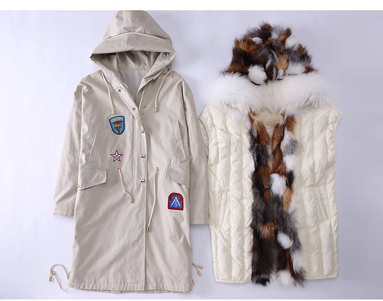 Fox Fur Trimmed Hooded Parka with Detachable Down-filled Liner 840 Details 1