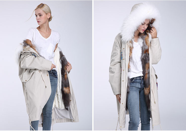 Fox Fur Trimmed Hooded Parka with Detachable Down-filled Liner 840 Details 6