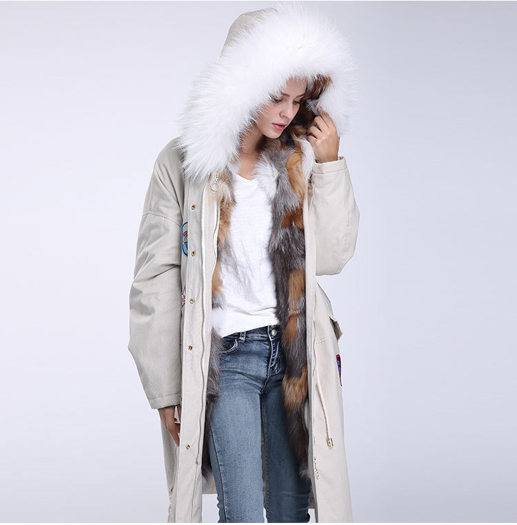 Fox Fur Trimmed Hooded Parka with Detachable Down-filled Liner 840 Details 5