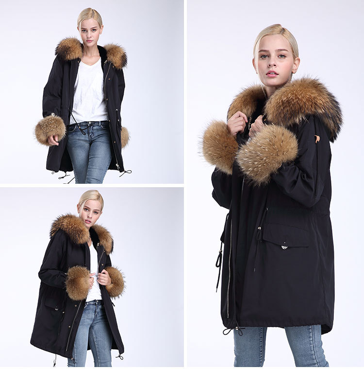 Fox Fur Trimming Hooded Parka with Detachable Rex Rabbit Fur Liner 942 Details 16