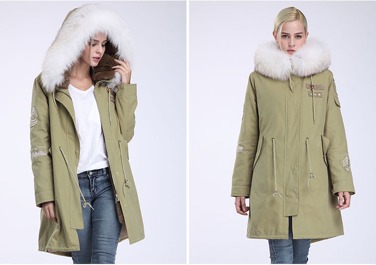 Fox Fur Trimming Hooded Parka with Detachable Rex Rabbit Fur Liner 943 Details 6