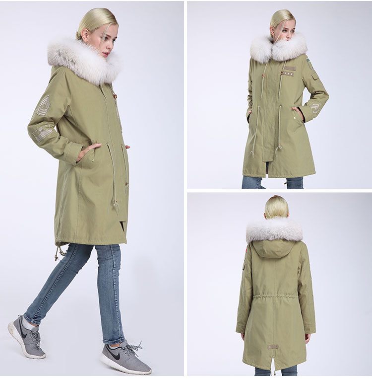 Fox Fur Trimming Hooded Parka with Detachable Rex Rabbit Fur Liner 943 Details 7