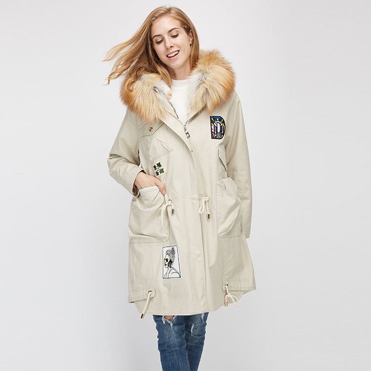 Red Fox Fur Trimmed Hooded Parka with Detachable Rex Rabbit Fur Liner 975 Details 8