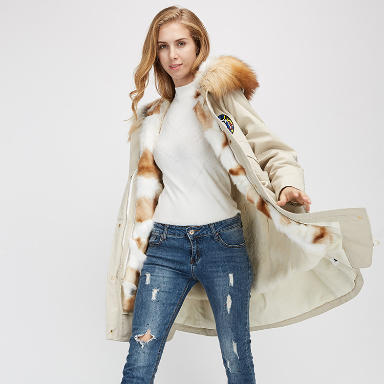 Red Fox Fur Trimmed Hooded Parka with Detachable Rex Rabbit Fur Liner 975 Details 4