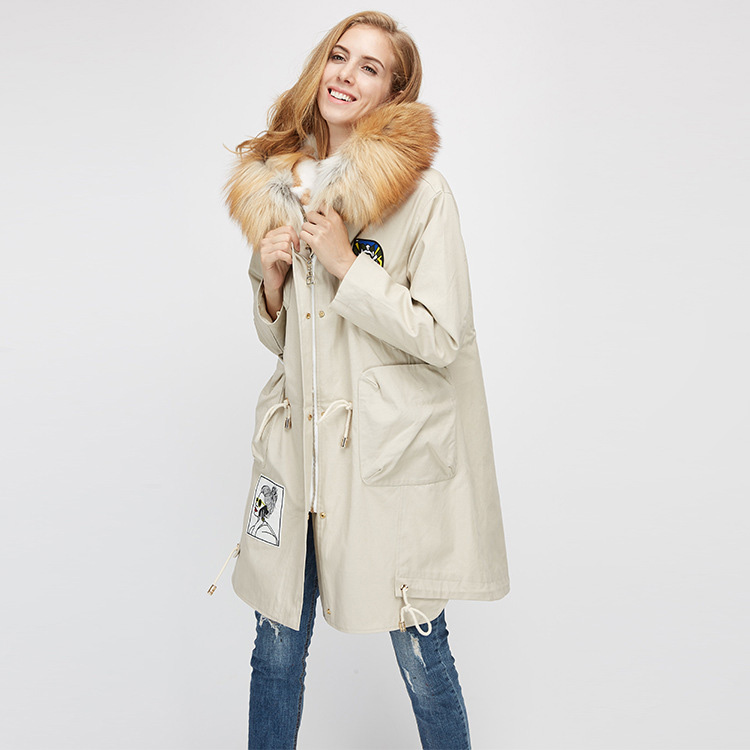 Red Fox Fur Trimmed Hooded Parka with Detachable Rex Rabbit Fur Liner 975 Details 9
