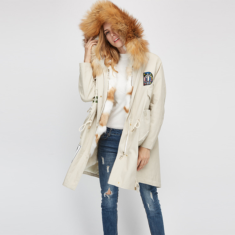 Red Fox Fur Trimmed Hooded Parka with Detachable Rex Rabbit Fur Liner 975 Details 7