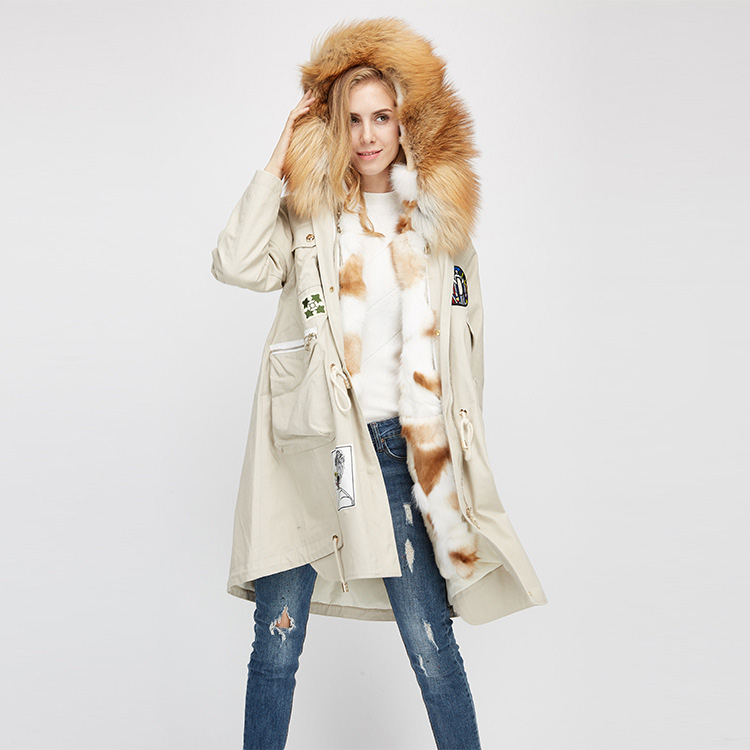 Red Fox Fur Trimmed Hooded Parka with Detachable Rex Rabbit Fur Liner 975 Details 5