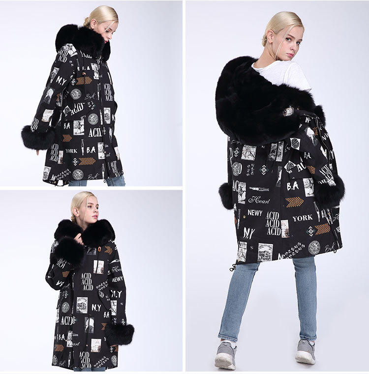 Fox Fur Trimmed Hooded Parka with Detachable Rex Rabbit Fur Liner 976 Details 8