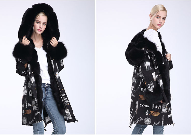 Fox Fur Trimmed Hooded Parka with Detachable Rex Rabbit Fur Liner 976 Details 6