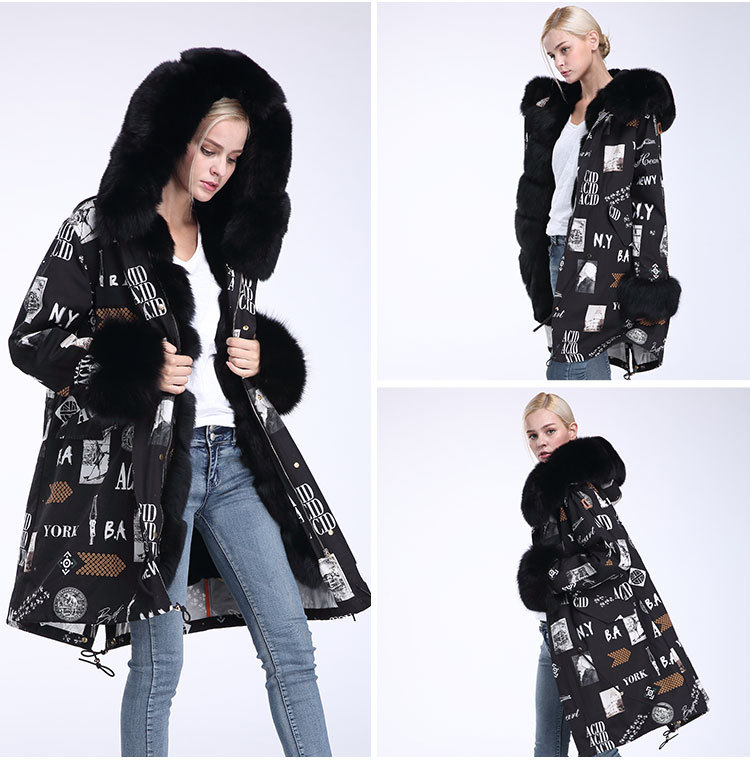 Fox Fur Trimmed Hooded Parka with Detachable Rex Rabbit Fur Liner 976 Details 7