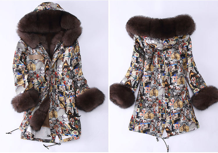 Fox Fur Trimmed Hooded Parka with Detachable Rex Rabbit Fur Liner 976 Details 3