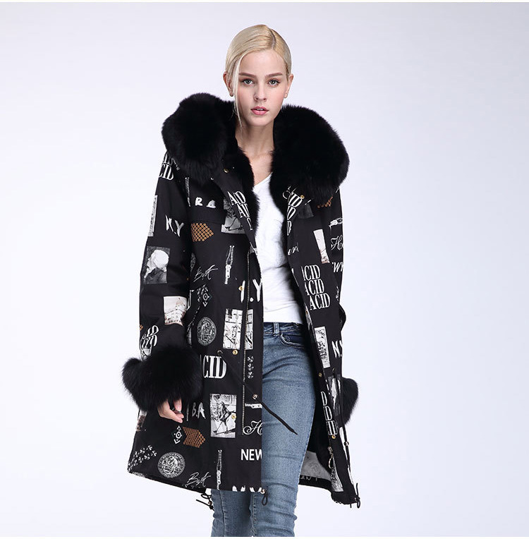 Fox Fur Trimmed Hooded Parka with Detachable Rex Rabbit Fur Liner 976 Details 5
