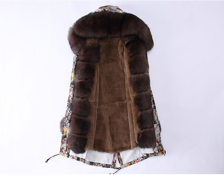 Fox Fur Trimmed Hooded Parka with Detachable Rex Rabbit Fur Liner 976 Details 2