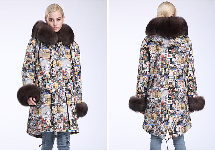 Fox Fur Trimmed Hooded Parka with Detachable Rex Rabbit Fur Liner 976 Details 10